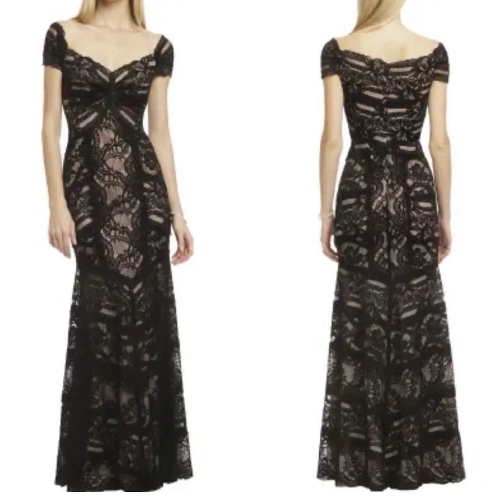 Nicole Miller Dress Womens size 10 Tempted By You Gown Black Lined Stretch